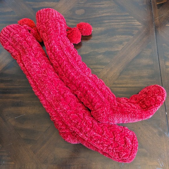 Draper James x Lands' End  Women's Cable Knit House Slipper Socks - Picture 4 of 6